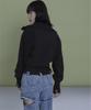 miette Distressed Knit Pullover REXX1080 Free Size Black Half-Zip Women's