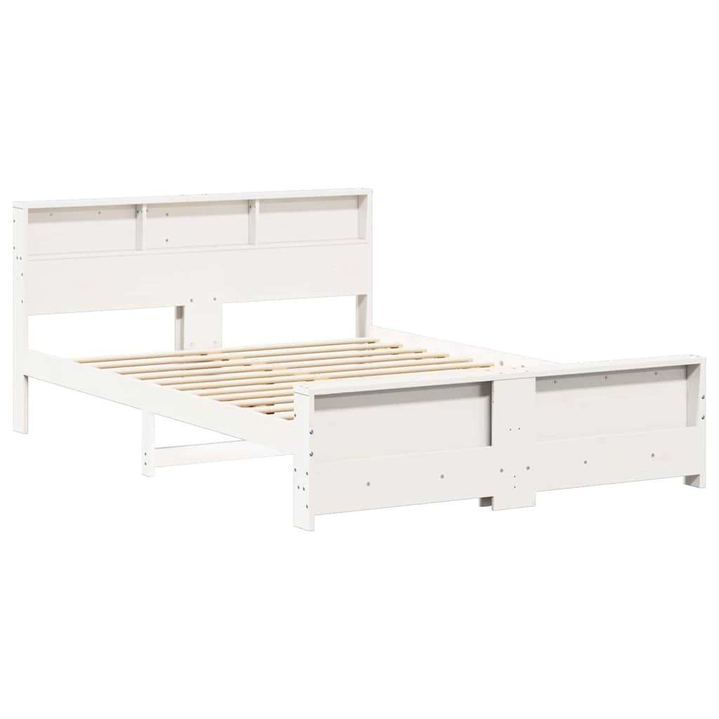 Platform Bed Frame with Headboard White 140 x 200 cm Wood Based Material