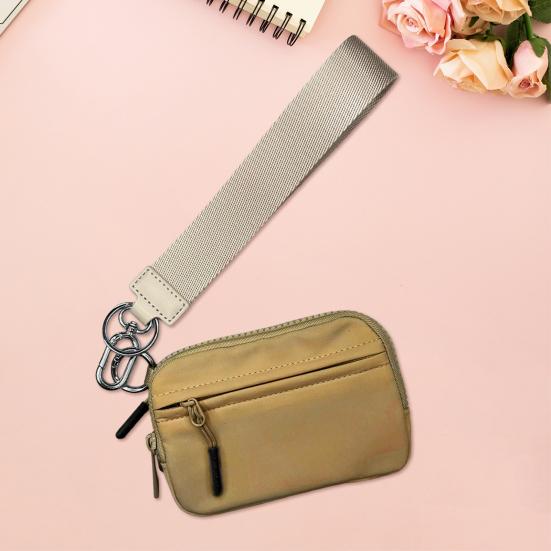 Multifunctional Handbag Wrist Purse with Detachable Lobster Clip Smooth Zipper Closure Lightweight Change Phone