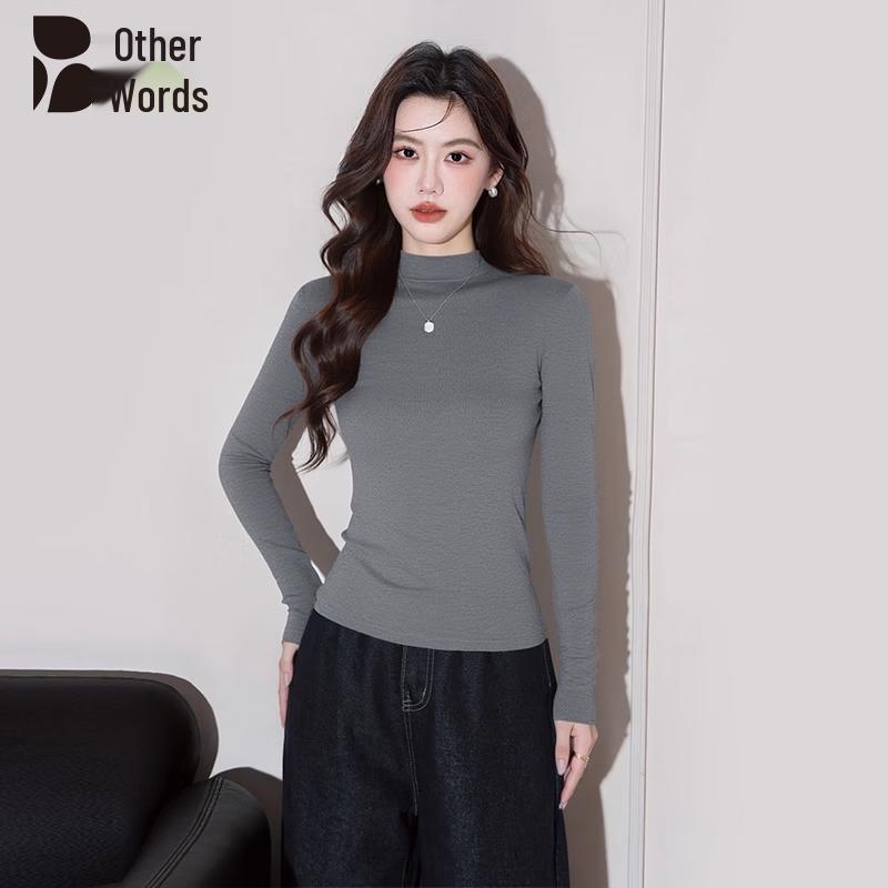 

Women s Semi-High Neck Ribbed Knit Top 2XL