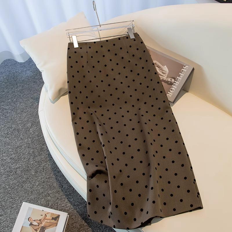 

Women s Polka Dot Midi Skirt - 2025 Summer Elegant Fashion Draped Bodycon Skirt Suit XL [115-125 lbs]