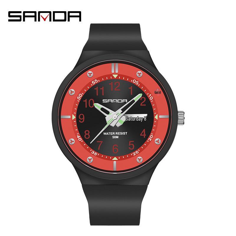 SANDA Kids  Waterproof Quartz Watch with Dual Calendar  Detachable Strap for Exams
