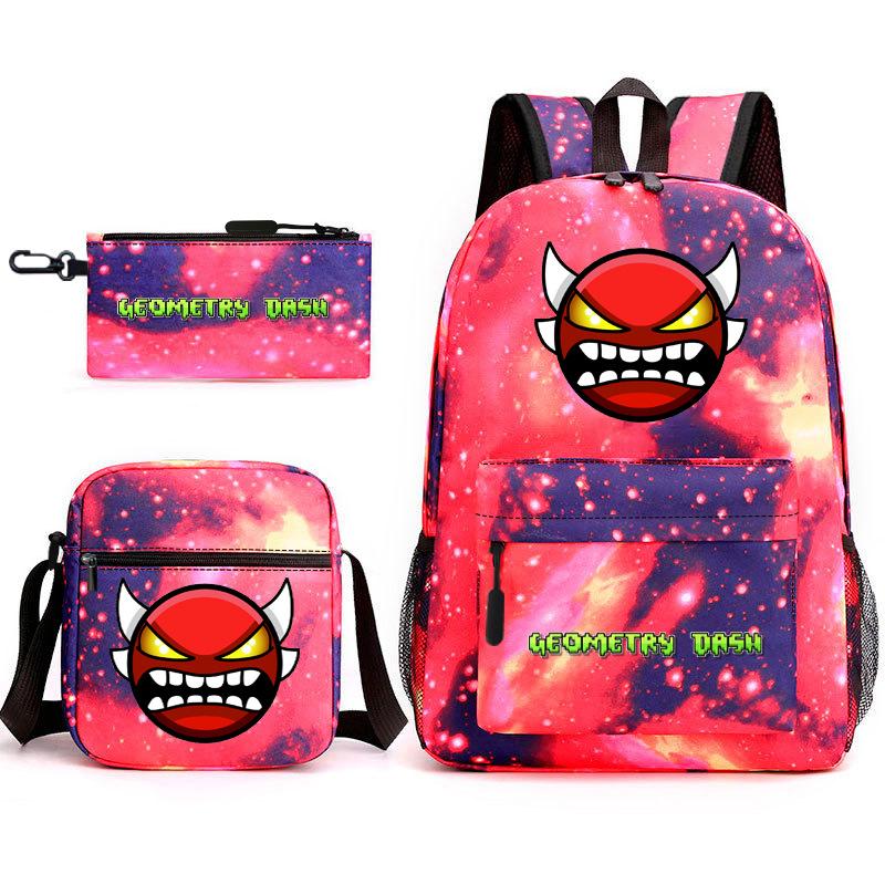 Geometry Sprint Game Backpack Geometry Dash Heat Transfer Backpack Elementary School Bag Leisure Bag