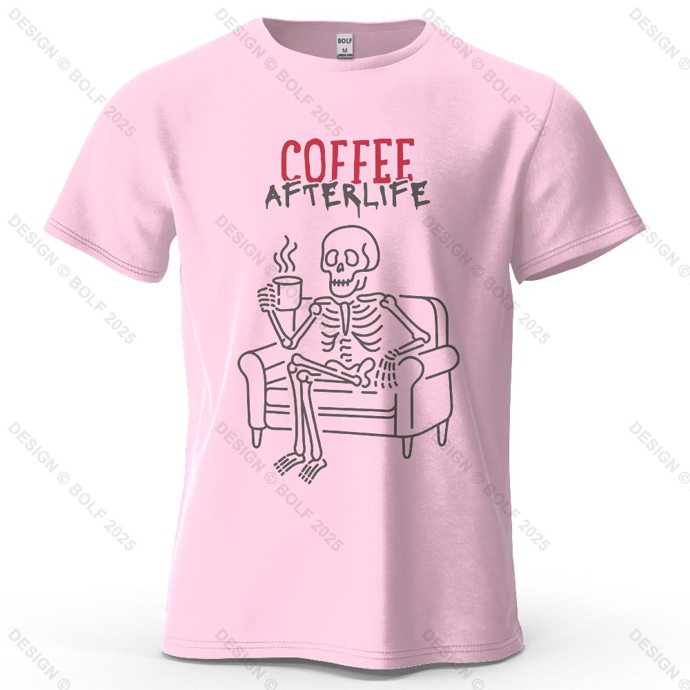 Coffee Afterlife Humorous Printed Men's T-Shirt 100% Cotton Oversized Relaxed Graphic Tees for Women Tops Tees Casual Streetwear