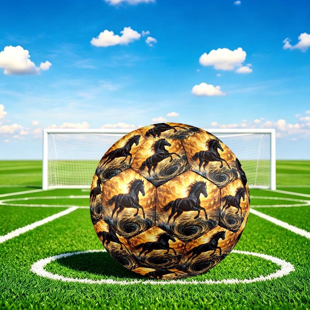 1pc Black Horse Storm Durable Size 5 Soccer Ball Professional Match Training Football Indoor &Outdoor Sports Ball P60183
