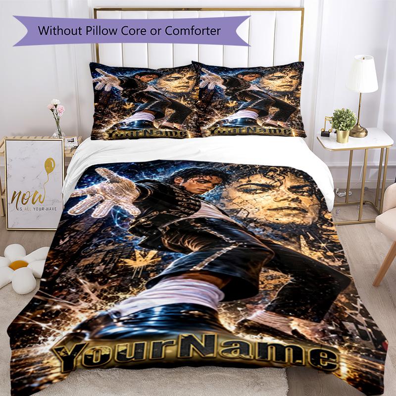 Michael Jackson 135 Customize Your Name Bedding Set Breathable Duvet Cover with Pillowcases Home Decoration Birthday Gift