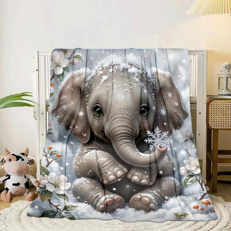 Elephant In Autumn Forest Blanket Flannel Blanket for bed, sofa, Camping, Hiking, Picnic Essentials, gift for family Fan gifts