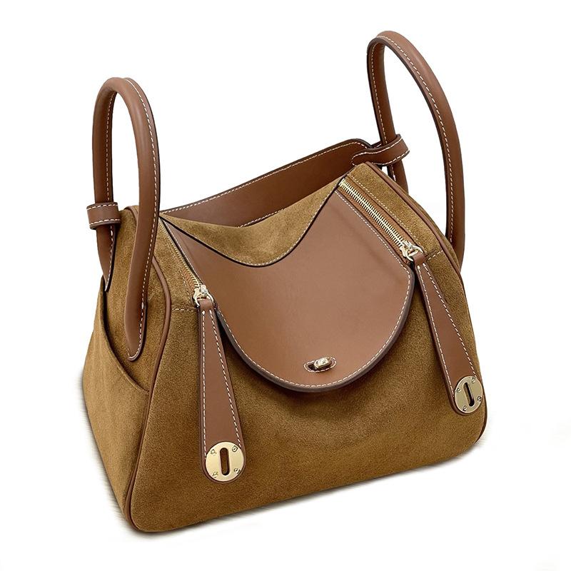 Popular matte cowhide LD bag women's high-end leather handbag commuter shoulder messenger bag
