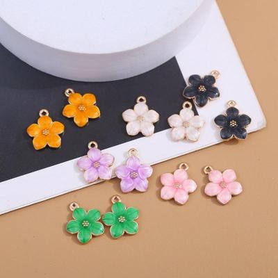 Plant Cherry Blossom Zinc Alloy Jewelry Drip Oil Small Pendant DIY Accessory Accessories