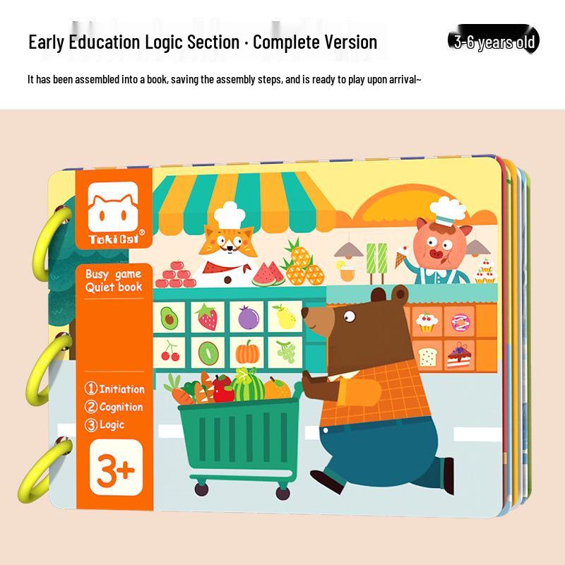 Cicha książeczka dla niemowląt: Karty na rzepy do ciągnięcia i przyklejania do wczesnej edukacji i przedszkola