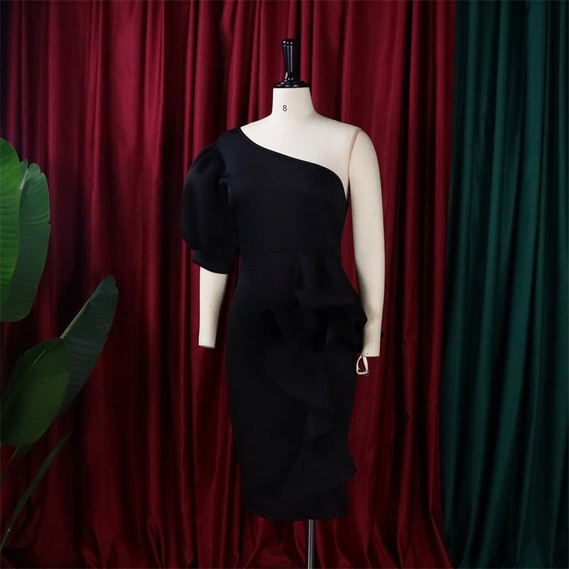 

Sheath Sexy Oblique Shoulder Women Fashion Puff Sleeve Size Dress Dress Plus