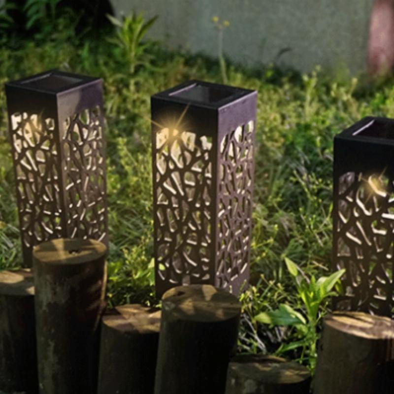 Outdoor Waterproof Beautiful Hollow Cottage Lawn Lamp Creative LED Light Control Induction Garden Lawn Lamp Solar Light