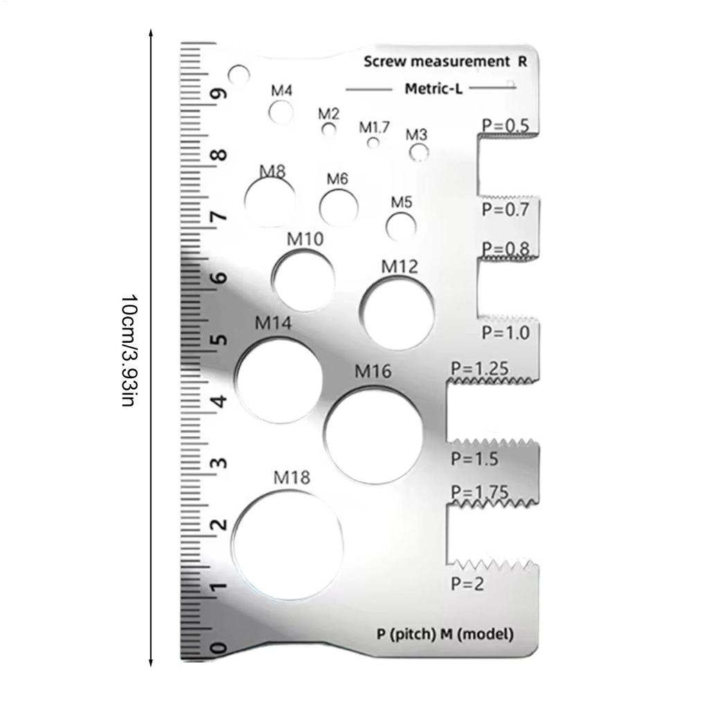 Stainless Steel Multifunctional Bolt Thread Gauge Screw Measuring Thread Bolt Measuring Gauge Screw Measuring Gauge Set