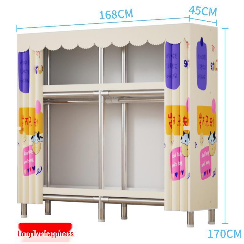Durable Steel-Framed Wardrobe with Reinforced Fabric for Bedroom Storage, Assembly Required