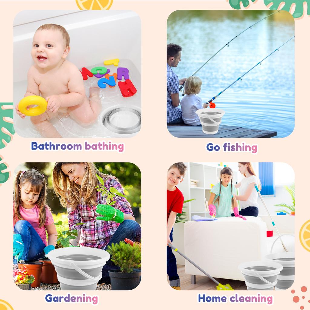 10L Portable Folding Bucket Thickened Beach Fishing Car Washing Collapsible Bucket Household Travel Outdoor Camping Bucket