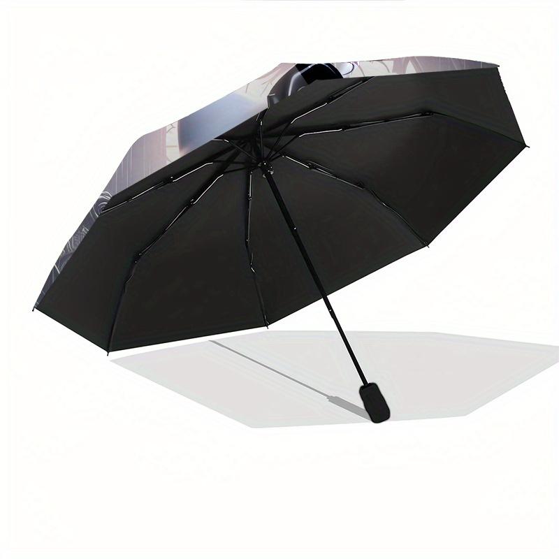 Gothic Hello Kitty,Black Roses Automatic Folding Umbrella-Simple 8-Rib Design, Bright Cartoon Pattern, Durable Iron Frame, Suitable For Trav