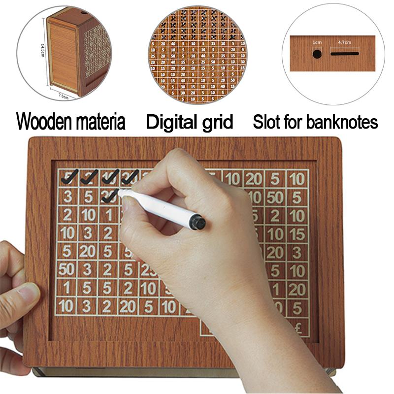 Saving Box 10000 Piggy Banks To Save10000 Euros Money Vault Children's Purse Deposit with Counter Eur Wooden Box