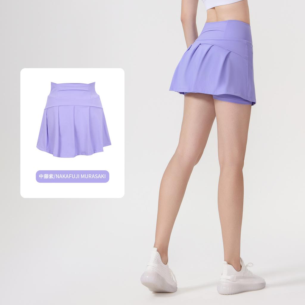 () Sports Tennis Skirt Women'S Anti-Light Fitness Skirt Fake Two-Piece Yoga Quick-Drying Pleated Skirt Shorts