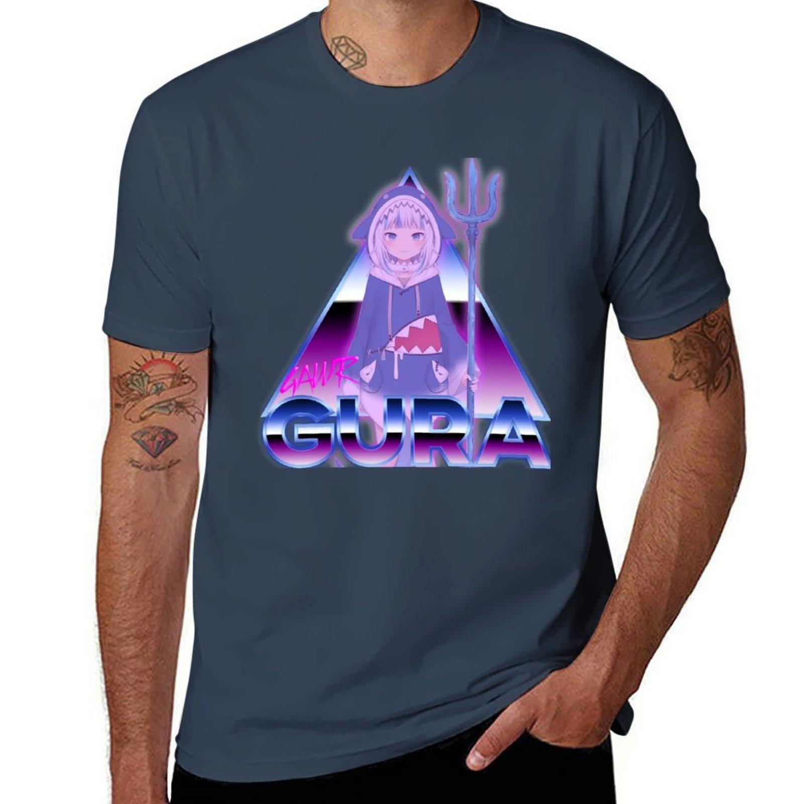 Gawr Gura (80s Aestethic) Tshirt Casual Pattern Print Tee Shirt S