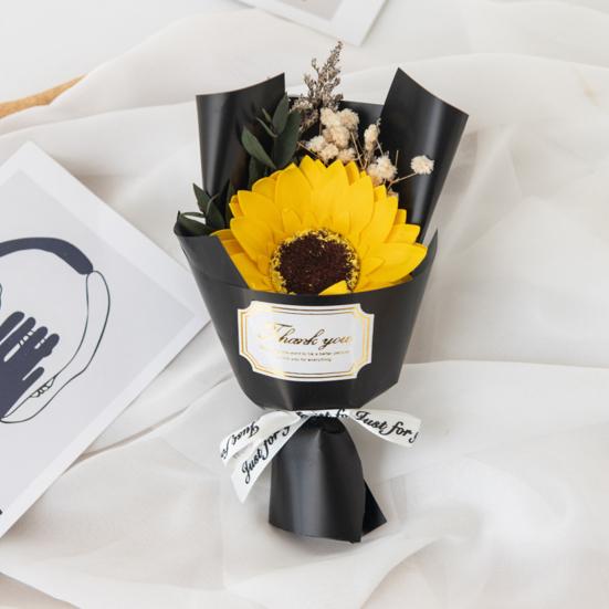 1/2Pcs Mini Fake Rose Sunflower Bouquet Handcrafted Soap Flower Petals Artificial Floral Decoration Valentine's Day Anniversary Birthday Romantic Gift