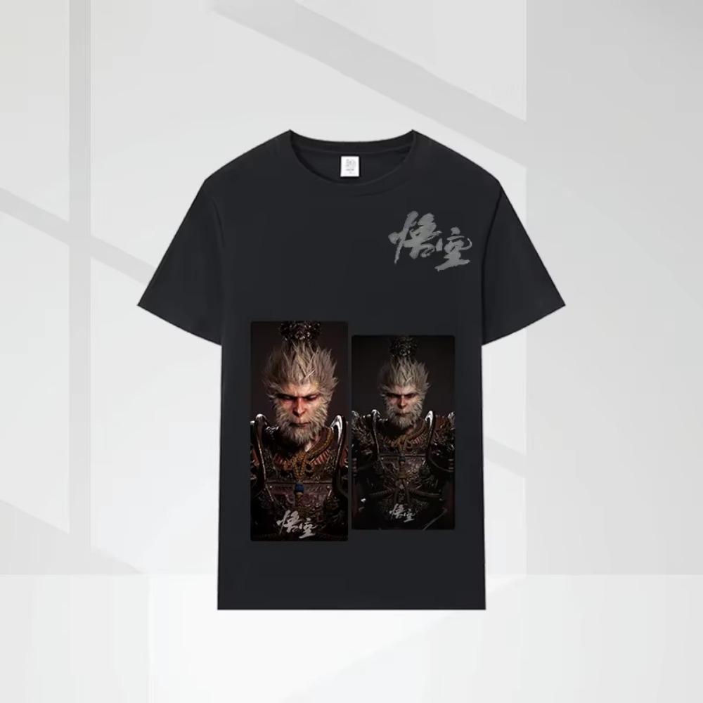 Game Black Myth Wukong Print T-shirt Summer Cotton Short Sleeve Top Casual Fashion Round Neck Outdoor Clothing Youth Men Clothes