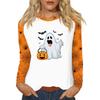 Women's T Shirt Halloween Print Long Sleeve Daily Fashion Basic Round Neck Raglan Sleeve Top