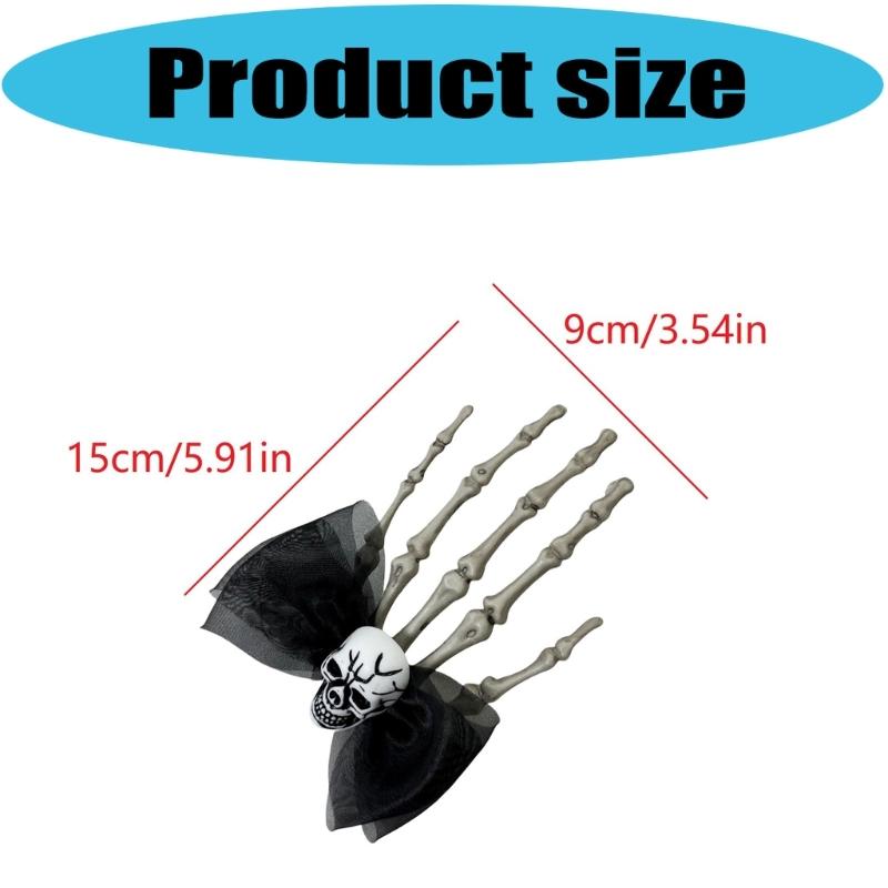 Halloween Barrettes Skeleton Hand Hair Clip Skeleton Bows Hairpins Halloween Hair Accessories Decorations for Women Girl