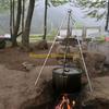 F26C Aluminum Alloy Camping Hanging Pot Large Capacity Outdoor Tableware Cookware Hiking Cooking Pots for Campfire
