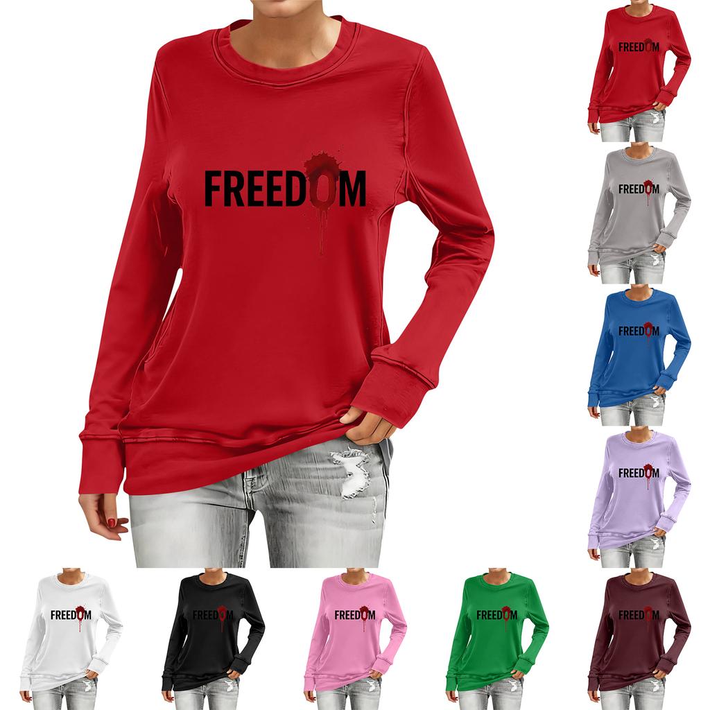 Women's Fashion Casual Long Sleeve Printed Neck Top