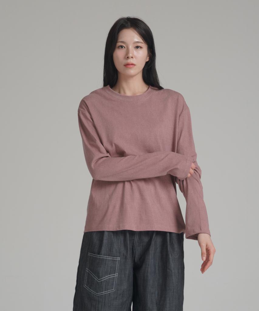 Noming Loose Fit Cropped Pigment Long Sleeve - Burgundy