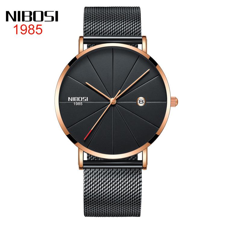 NIBOSI Men's and Women's Fashion Trend Watch Lovers Net Strap Casual Quartz Watch
