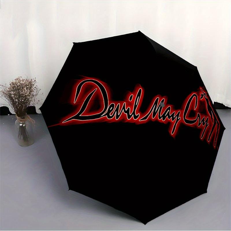 1pc Devil May Cry Windproof Automatic Cute Umbrella, Portable Folding Design, Lightweight for Women/Men279