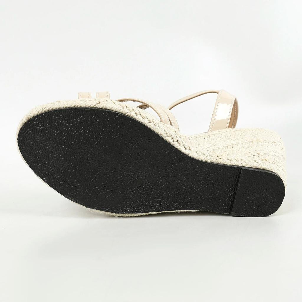 Women's  Red  8.5cm Wedge  Heel High Waterproof 1.5cm Platform Rivet Sexy Dance Sandals Hemp Rope Sole LFD-11011-D4
