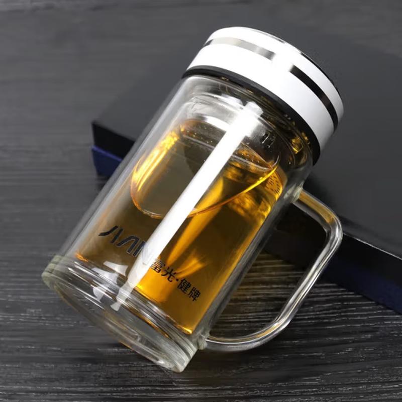 Fuguan Double-Layer Glass Tea Infuser Office Cup