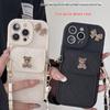 Diamond-Studded Rhombus Bear Card Holder & Lanyard for Apple 17 Pro Max Phone Case and Apple 16 Coin Purse Protective Case