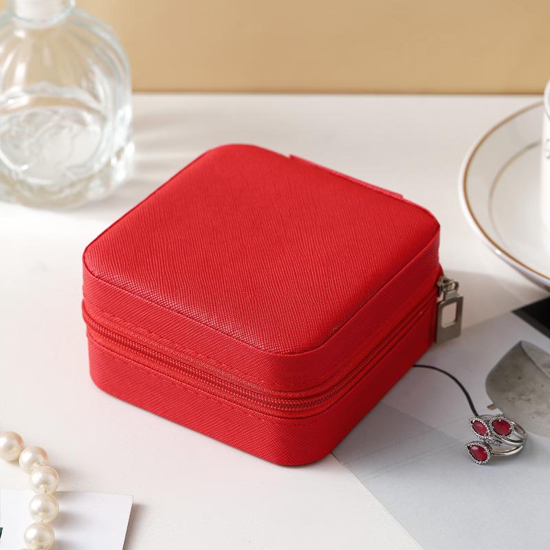 Lockable Leather Jewelry Travel Box - Small, Portable, High-end Gift Box