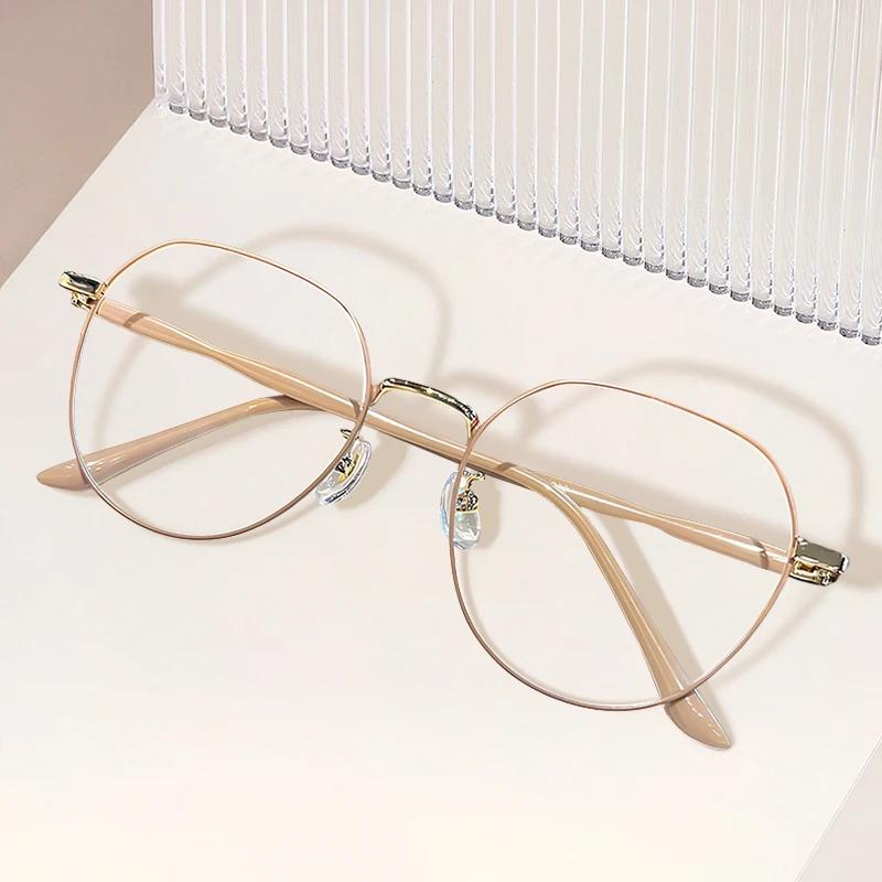 Girl Fashion Round Nearsighted Eyewear Women Myopia Glasses Men Metal Small Frame Anti Blue Light Computer Glasses 0 To -300