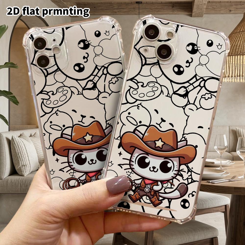 Phone case: 2D flat, suitable for iPhone 18 17 16 15 14 13 Pro protective case, denim kitten, perfect Christmas and Halloween holiday gift