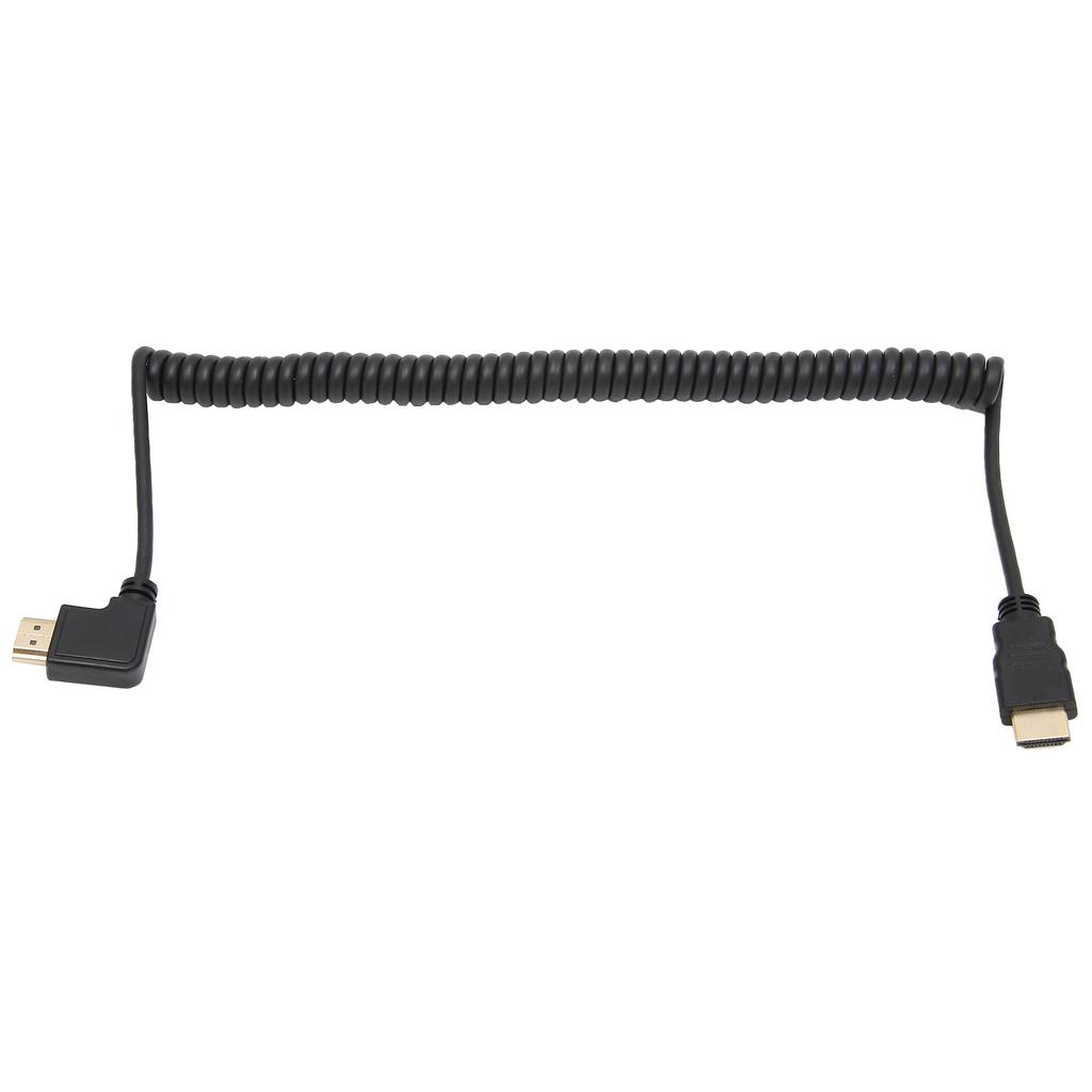 90 Degree Right Angled HD Multimedia Interface Male to Male Extender Coiled Cable for Computer TV