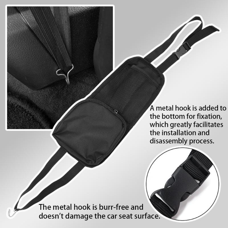 Car Seats Hanging Bag Multifunctional Car Seat Side Oxford Cloth Storage Hanging Bag with Fixed Hooks Universal Car Debris Bag