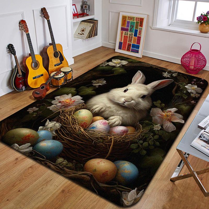 C-Cartoon Rabbit Printed Carpet Fashion Yoga Mat Non-Slip Carpet Bedroom Decoration Outdoor Carpet Bedroom Birthday Gift