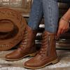 Velvet Boots with Round Toe, Low Heel, Side Zipper, Square Heel, Large Size, Midsole, Retro Knight Leather Boots for Women