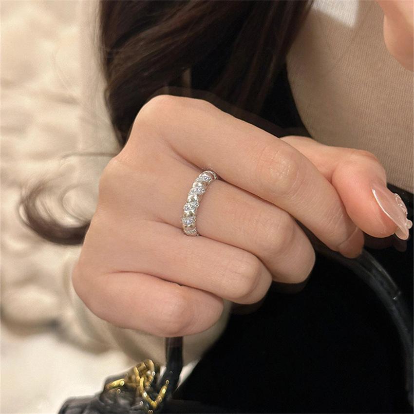 Li Luo Vintage Gold Gebürsteter 925 Sterling Silber Verstellbarer Damenring