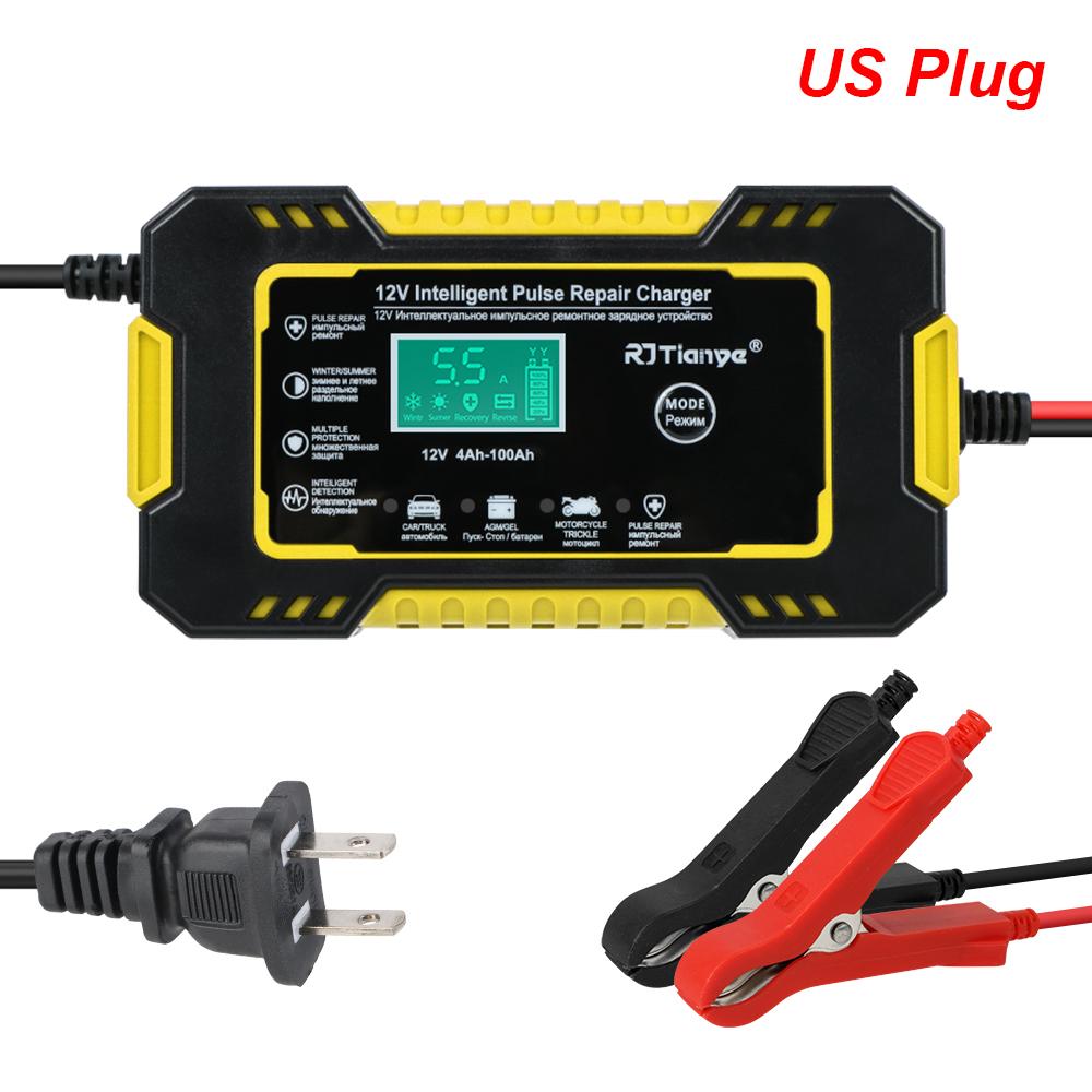 

80W MotorBoat Battery Chargers Digital Intelligent Pulse Repair Storage Cell Batteries 6A 12V Car Chargers For Motorcycle Boat