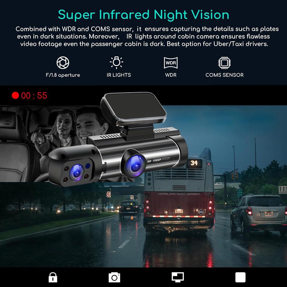 Dual Lens Dash Cam Car DVR FHD 1920*1080P Dash Camera Cabin Dashcam Vehicle Video Drive Recorder Interior Mini Dvrs Black Box