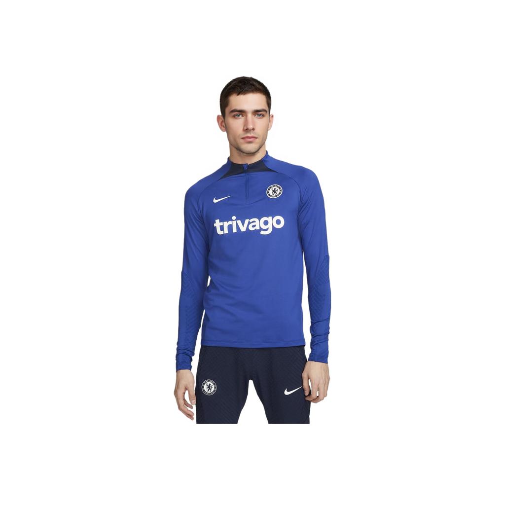 Nike Chelsea Fan Edition Professional Soccer Sport Half-Zip Training Stand-Collar Letter Print Breathable Round-Neck Long-Sleeve T-Shirt DM2455-496