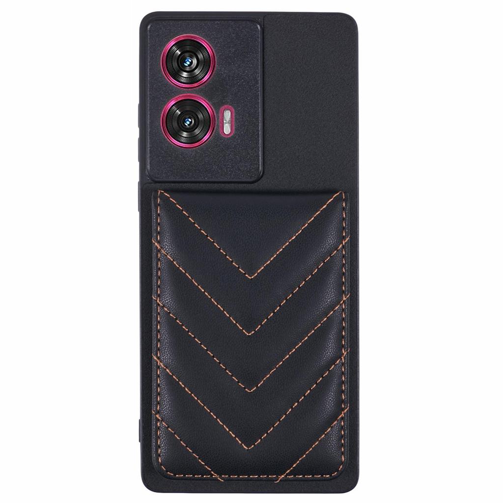 For Motorola Edge 50 Fusion 5G Phone Case Rhombus Adhesive Card Bag with Kickstand RFID Blocking
