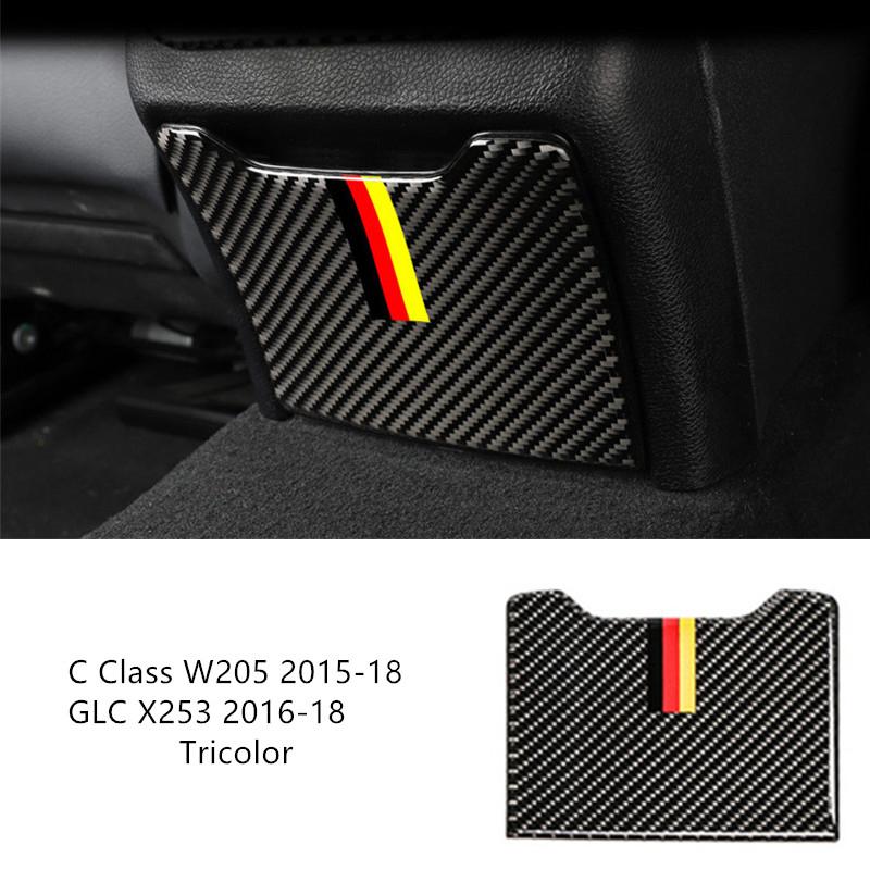 Carbon Fiber Front Door Panel Decoration Cover Trim 2Pcs For Mercedes Benz C Class W205 GLC X253 2015-2018 Car Accessories