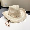 Tibetaanse Etnische Stijl Zomerhoed Casual Veelzijdig Zonbescherming Gras Hoed met Winddicht Touw Jazz Stijl Toeristische Vakantie Pet