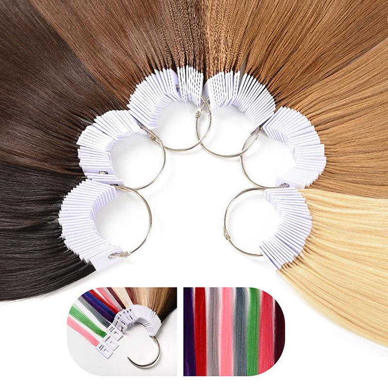 30Pcs 23Cm Real Human Hair Color Rings Swatches For Human Hair Extensions Salon Tools Hair Dyeing Sample Chart Dyeing Practice